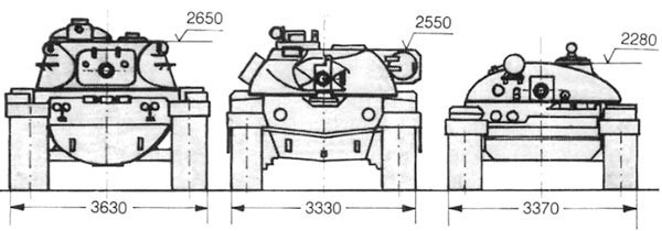 Размещение экипажа и бронирование танка Т-62